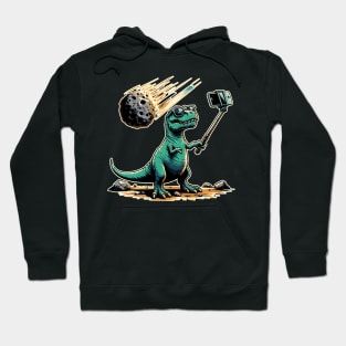 Dinosaur T-Rex Selfie Photo Asteroid Novelty Funny Dinosaur Hoodie